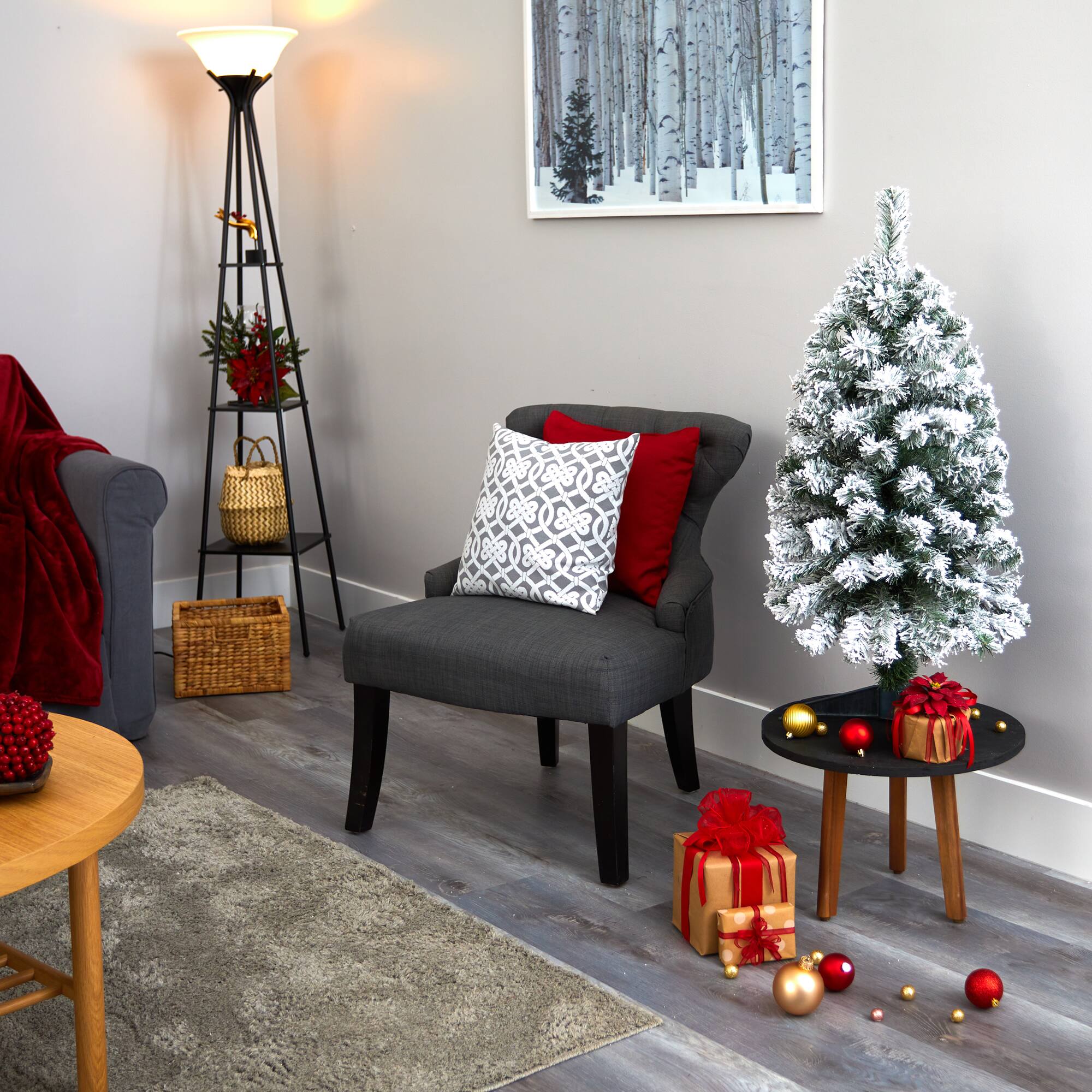 3ft. Pre-Lit Flocked West Virginia Fir Artificial Christmas Tree, Clear LED Lights